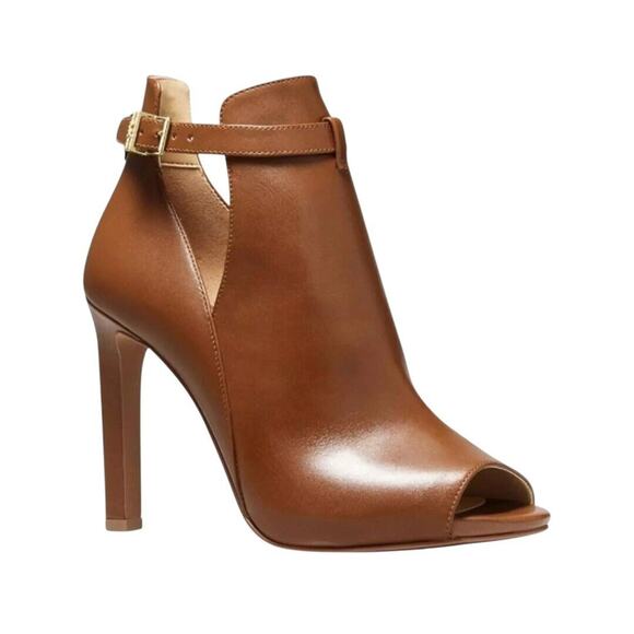 Michael Kors Lawson Open Toe Leather Bootie Tan Size 9 NWT $175 MSRP - Picture 1 of 10